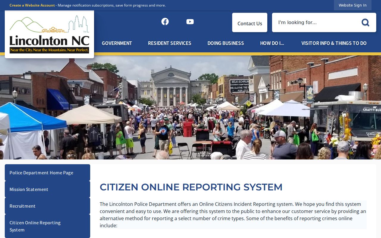 Lincolnton criminal records Citizen Online Reporting System