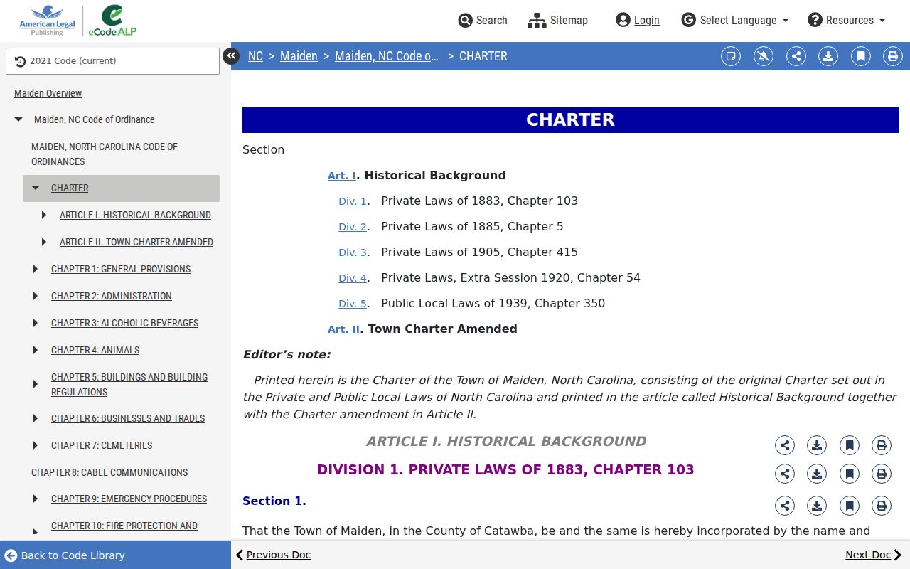 Maiden criminal records official town charter history
