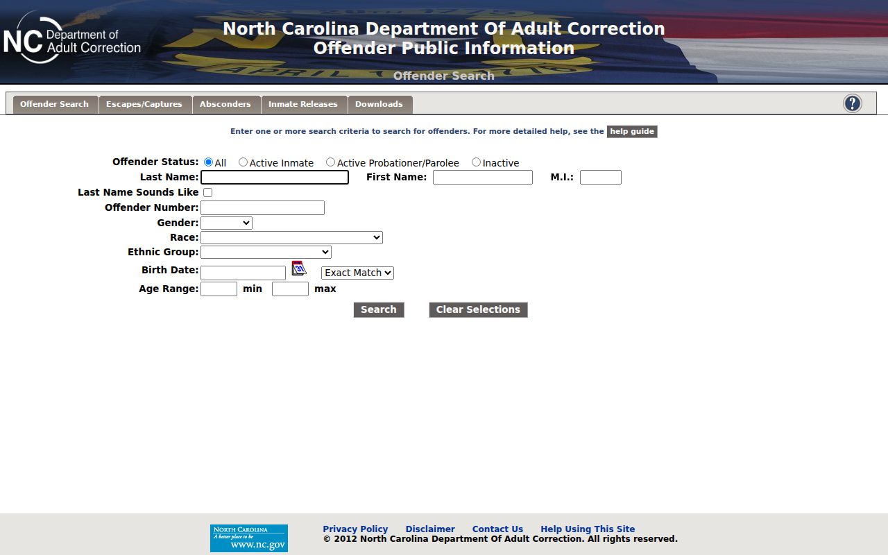 NCDAC offender search for Lincoln County prison and supervision records