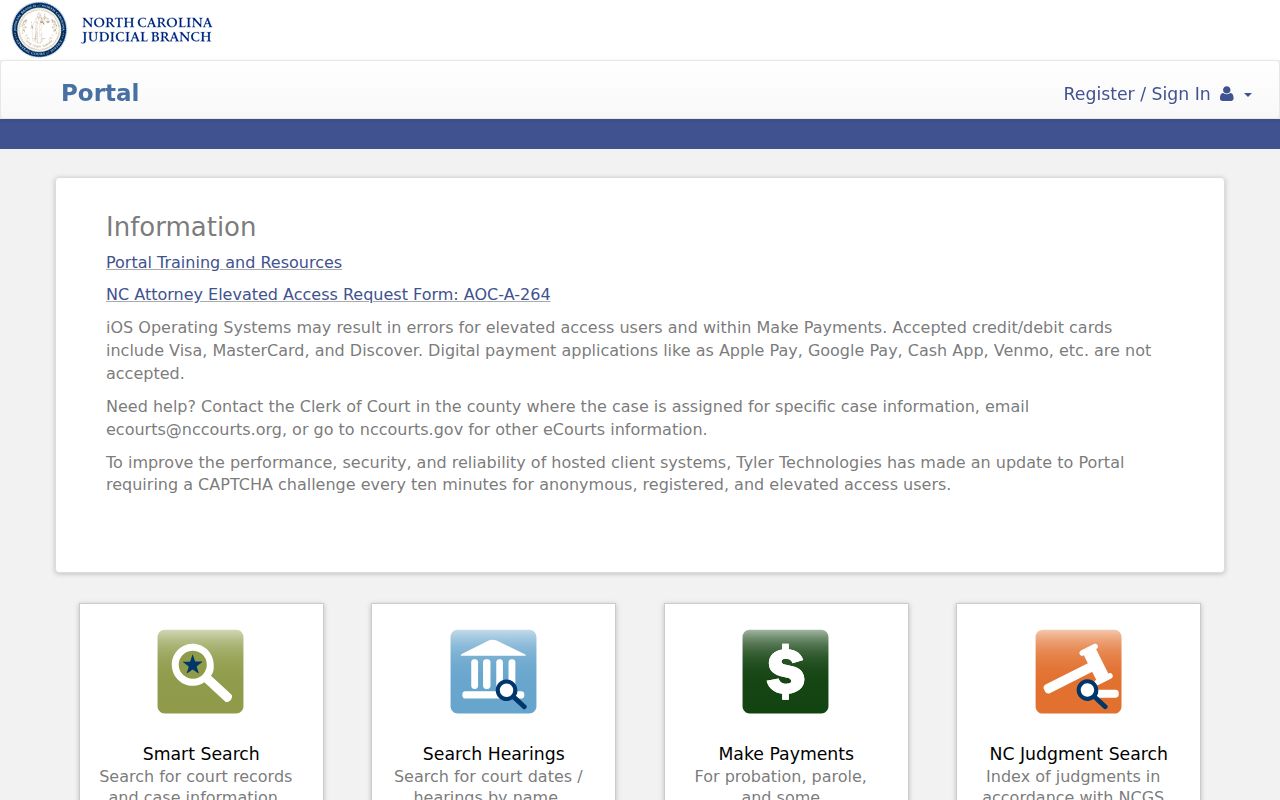 North Carolina eCourts Portal for Lincoln County criminal history searches