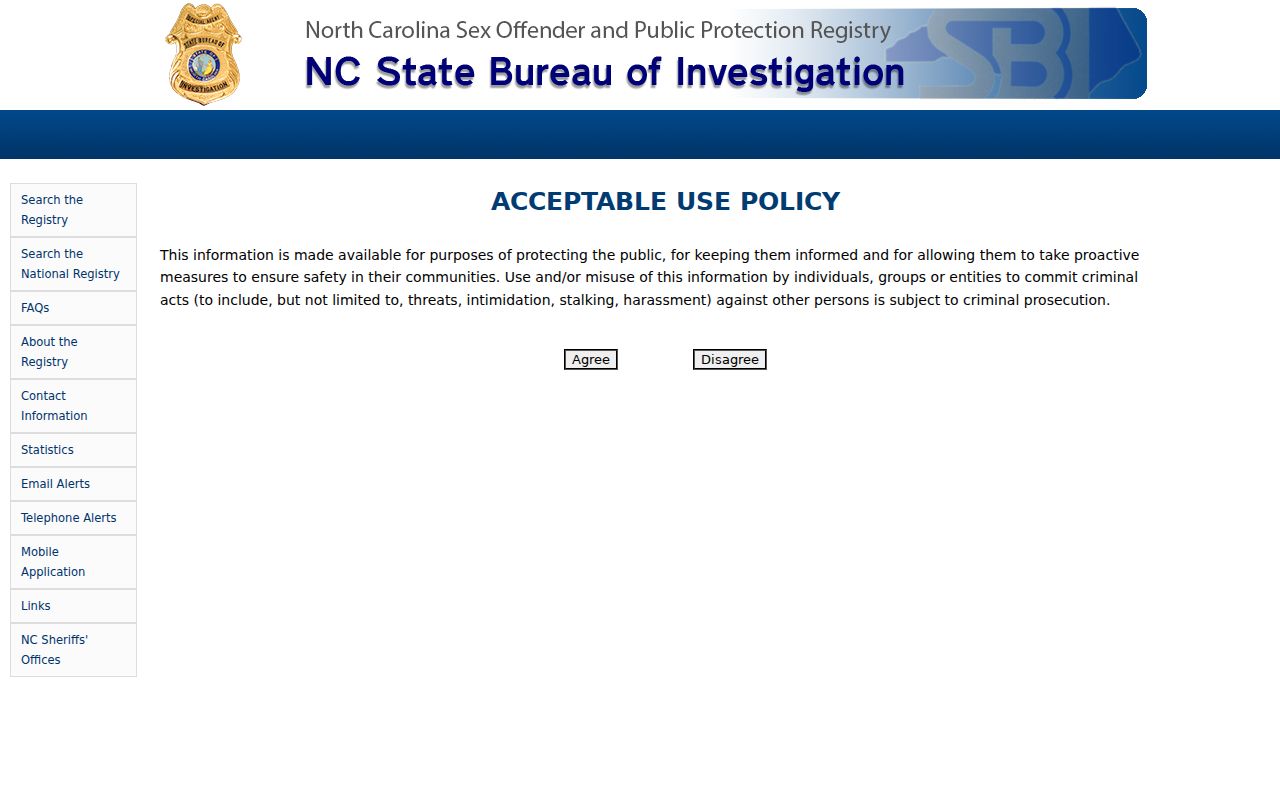 North Carolina registry search for Lincoln County sex offender records